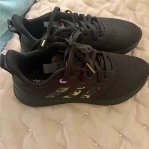 Adidas Black Athletic Sneakers with Green Camo Accent